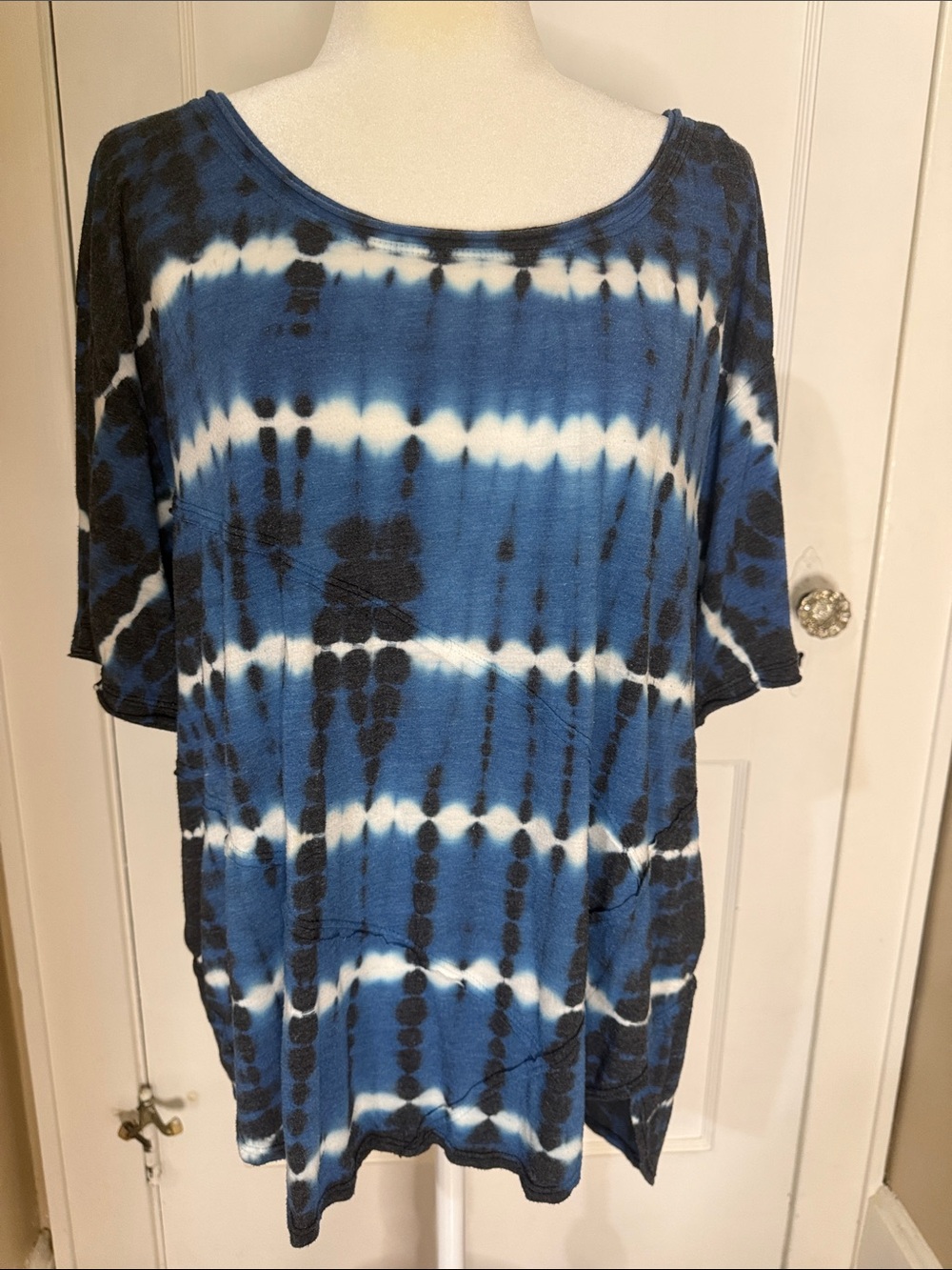 GreenTea Blue and Black Tie-Dye Logo Shirt